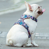 HKM-2003133 Fashionable Pet Chest Strap in Floral Red and Floral Basket Designs - Pure Cotton, Pull-Resistant, Multiple Sizes Available