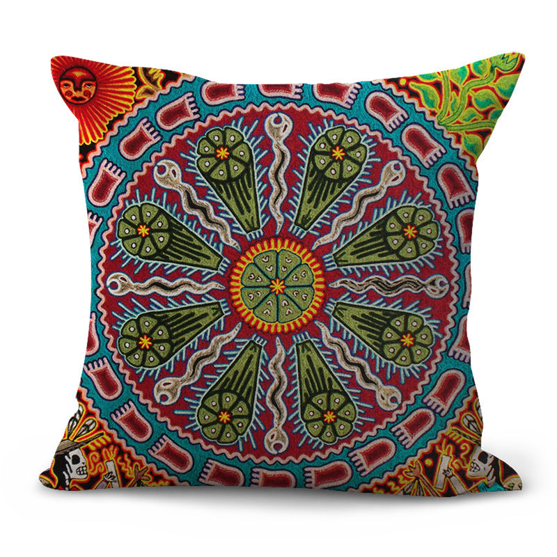 HKM-200403 Pastoral Plaid Geometric Cushion Cover - European Classical Design, 45x45cm