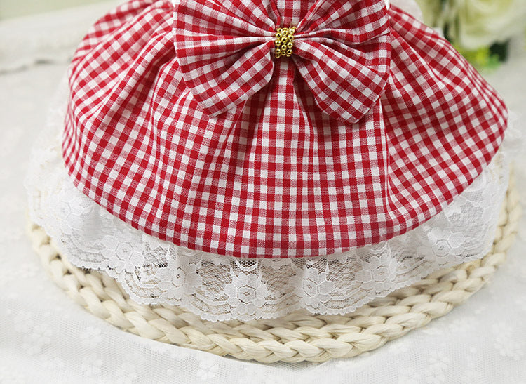 HKM-2004413 Cotton Plaid Skirt for Dogs - Available in Red, Powder, and Blue, Sizes XS to XXL
