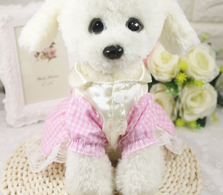 HKM-2004413 Cotton Plaid Skirt for Dogs - Available in Red, Powder, and Blue, Sizes XS to XXL