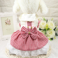 HKM-2004413 Cotton Plaid Skirt for Dogs - Available in Red, Powder, and Blue, Sizes XS to XXL