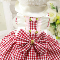 HKM-2004413 Cotton Plaid Skirt for Dogs - Available in Red, Powder, and Blue, Sizes XS to XXL