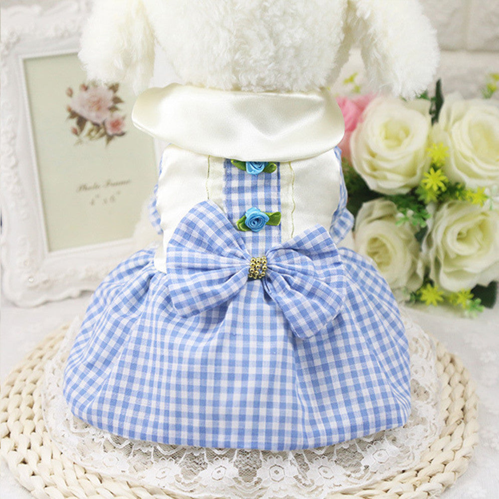HKM-2004413 Cotton Plaid Skirt for Dogs - Available in Red, Powder, and Blue, Sizes XS to XXL