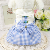 HKM-2004413 Cotton Plaid Skirt for Dogs - Available in Red, Powder, and Blue, Sizes XS to XXL