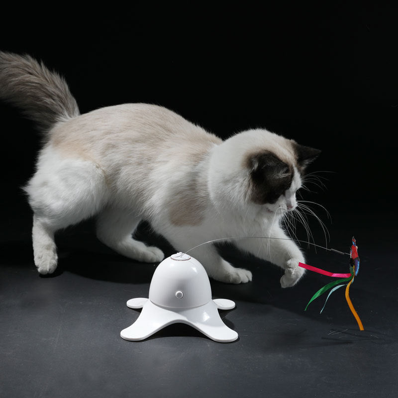 HKM-200467 Electric Butterfly Automatic Rotating Circle Puzzle Cat Toy