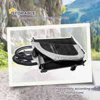 HKM-2005309 2-in-1 Pet Bike Trailer and Stroller with Canopy, Storage Pockets, Steel Frame