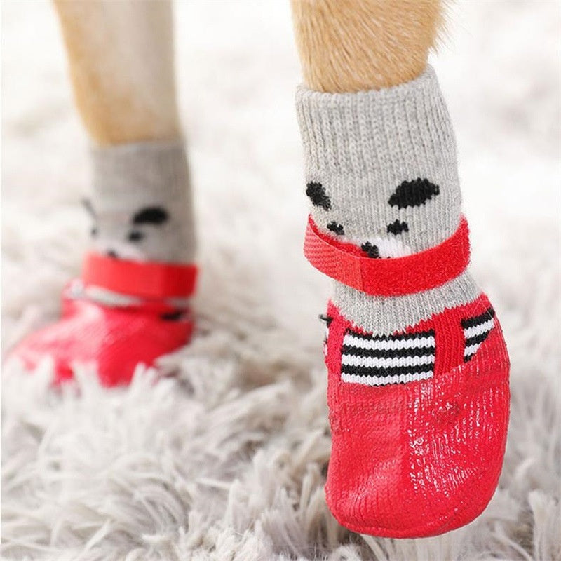 HKM-2006461 Durable Water and Dirt Resistant Dog Ankle Socks - Tie-Dye Design in Black, Red, and Blue, Available in S, M, L Sizes