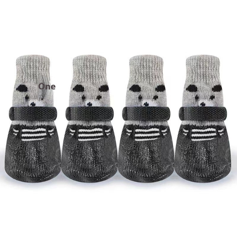 HKM-2006461 Durable Water and Dirt Resistant Dog Ankle Socks - Tie-Dye Design in Black, Red, and Blue, Available in S, M, L Sizes