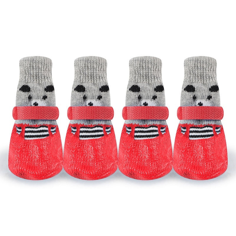 HKM-2006461 Durable Water and Dirt Resistant Dog Ankle Socks - Tie-Dye Design in Black, Red, and Blue, Available in S, M, L Sizes