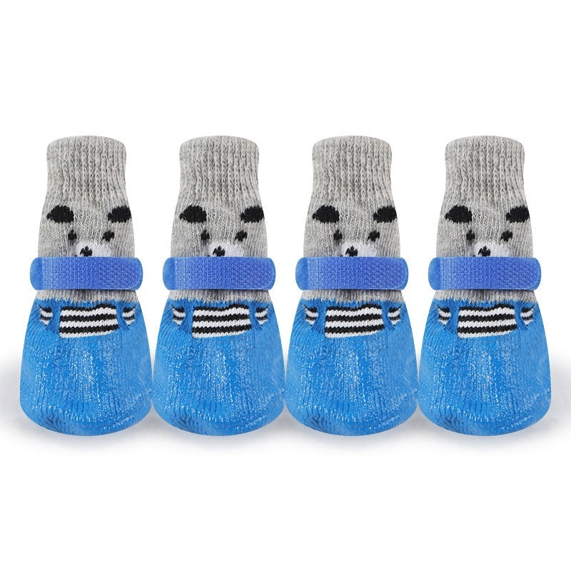 HKM-2006461 Durable Water and Dirt Resistant Dog Ankle Socks - Tie-Dye Design in Black, Red, and Blue, Available in S, M, L Sizes