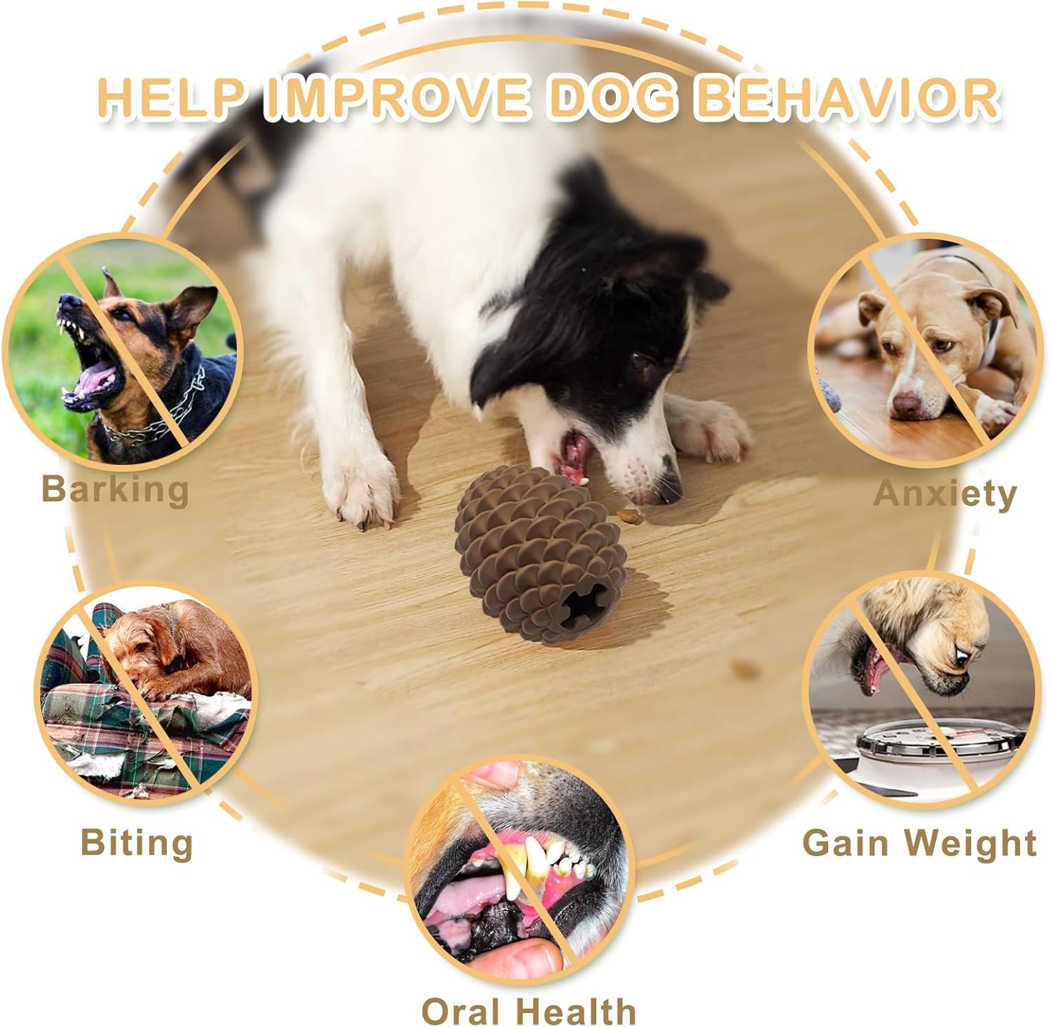 HKM-2007101 Indestructible Pine Cone Dog Chew Toy with Interactive Treat Dispenser for Medium to Large Dogs