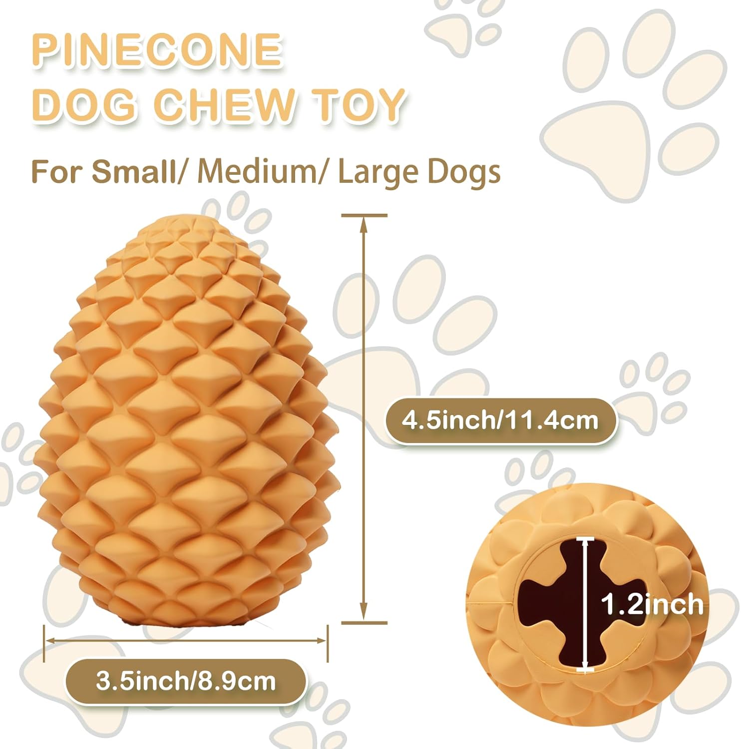 HKM-2007101 Indestructible Pine Cone Dog Chew Toy with Interactive Treat Dispenser for Medium to Large Dogs