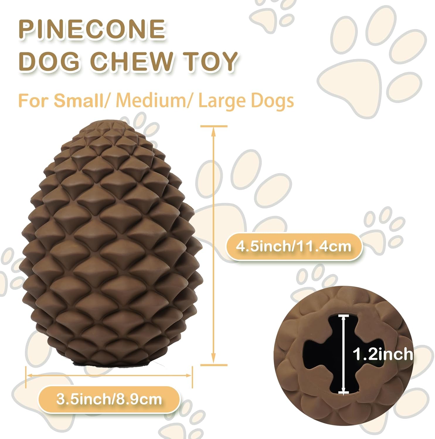 HKM-2007101 Indestructible Pine Cone Dog Chew Toy with Interactive Treat Dispenser for Medium to Large Dogs