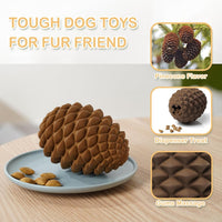 HKM-2007101 Indestructible Pine Cone Dog Chew Toy with Interactive Treat Dispenser for Medium to Large Dogs