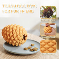 HKM-2007101 Indestructible Pine Cone Dog Chew Toy with Interactive Treat Dispenser for Medium to Large Dogs