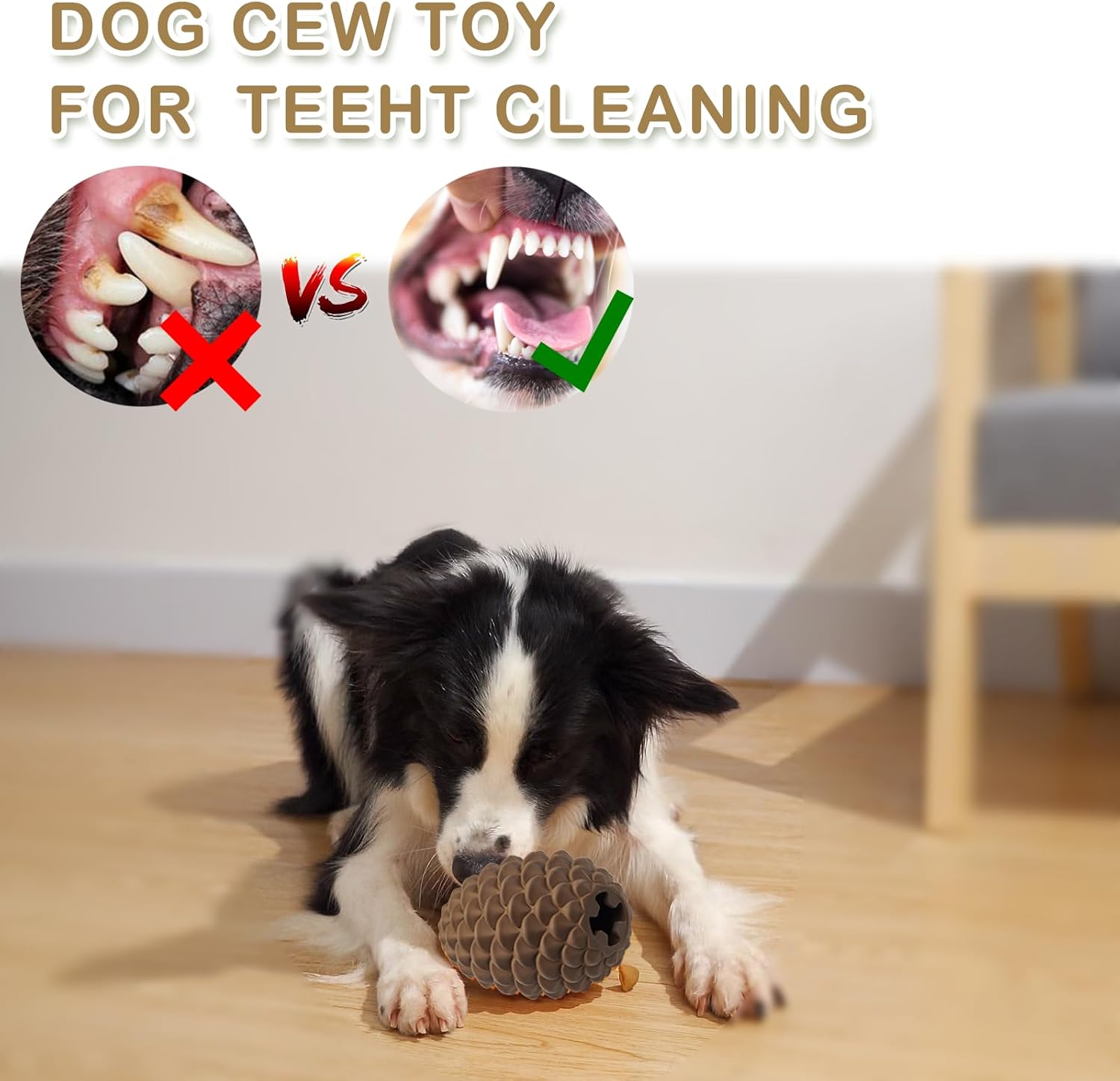 HKM-2007101 Indestructible Pine Cone Dog Chew Toy with Interactive Treat Dispenser for Medium to Large Dogs
