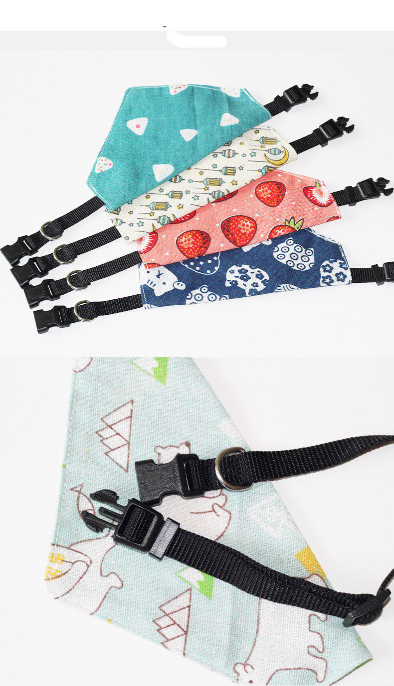 HKM-2007229 Geometric Triangle Dog Scarf & Cat Collar - Stylish Linen Accessory for Small Pets