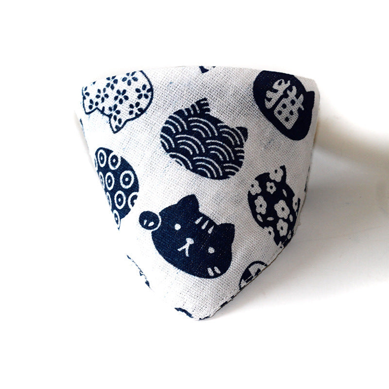 HKM-2007229 Geometric Triangle Dog Scarf & Cat Collar - Stylish Linen Accessory for Small Pets
