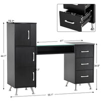 HKM-200723 Wooden Nail Manicure Table with Drawers for Beauty Salons and Makeup Artists