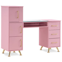 HKM-200723 Wooden Nail Manicure Table with Drawers for Beauty Salons and Makeup Artists