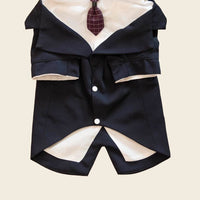 HKM-2007997 Navy Blue Pet Suit Dog Dress Tuxedo with Fake Two-Piece Design - Available in Multiple Sizes