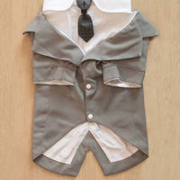 HKM-2007997 Navy Blue Pet Suit Dog Dress Tuxedo with Fake Two-Piece Design - Available in Multiple Sizes