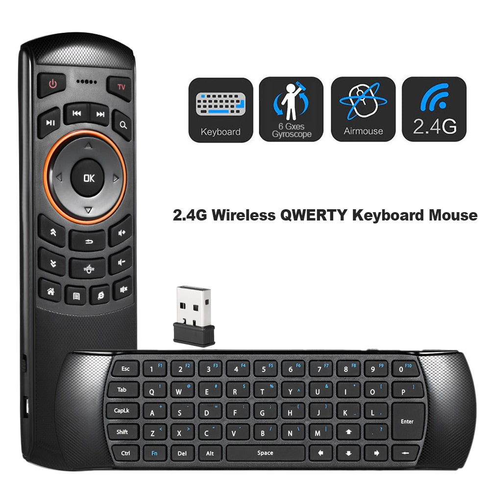 HKM-200915 Wireless QWERTY Keyboard with Air Mouse and Gyroscope for Mini PC and TV Box