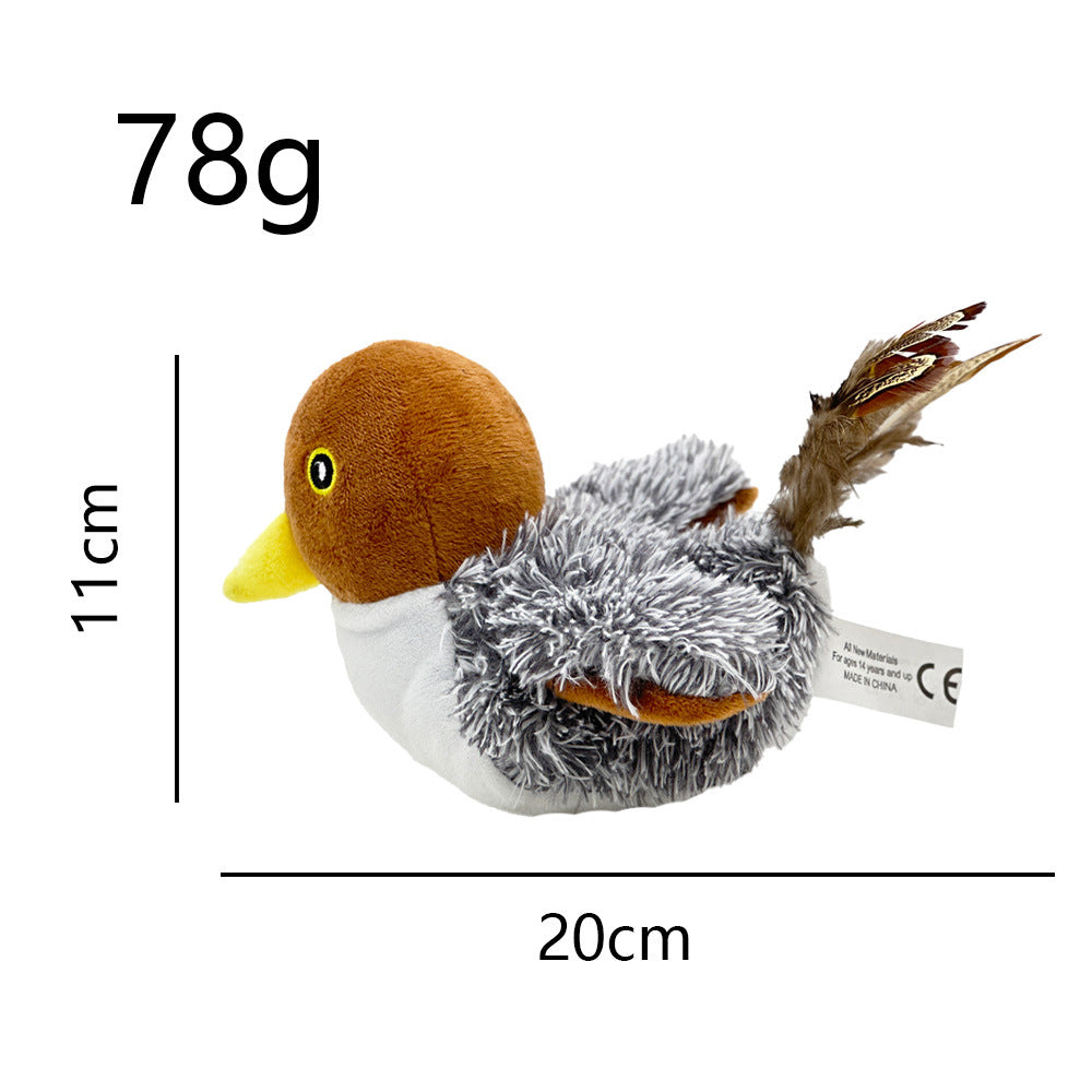 HKM-2009277 Interactive Flapping Bird Cat Toy - Automatic Plush Pet Enrichment, USB Rechargeable, 17cm