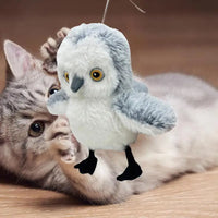 HKM-2009277 Interactive Flapping Bird Cat Toy - Automatic Plush Pet Enrichment, USB Rechargeable, 17cm