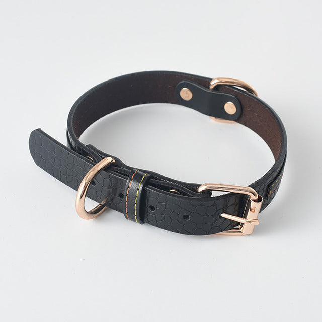 HKM-2009405 Simple Fashion Leather Dog Collar in Black, Red, Yellow, and Coffee - PU Material, Electroplated, Multiple Sizes Available
