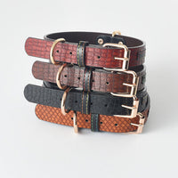 HKM-2009405 Simple Fashion Leather Dog Collar in Black, Red, Yellow, and Coffee - PU Material, Electroplated, Multiple Sizes Available