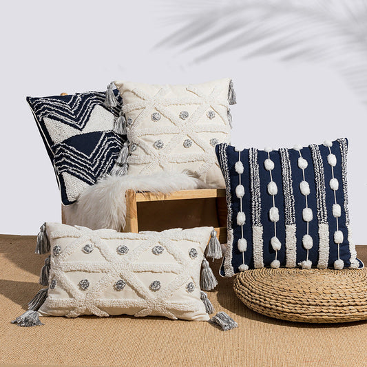HKM-200979 Bohemian Geometric Tufted Velvet Pillowcase - 45x45cm & 30x50cm Options