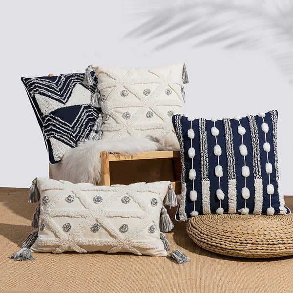 HKM-200979 Bohemian Geometric Tufted Velvet Pillowcase - 45x45cm & 30x50cm Options