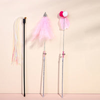 HKM-2010429 Colorful Flexible Cat Teaser Stick Set – Environmentally Friendly, Bite-Resistant Toys for Cats (Pack of 3)