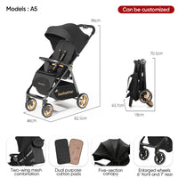 HKM-201043 Lightweight Foldable Baby Stroller Travel Pushchair with Easy Folding Design