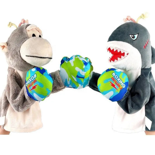 HKM-201107 Interactive Electric Plush Boxing Animal Puppet - Shark & Monkey - Fun for Kids and Family Play