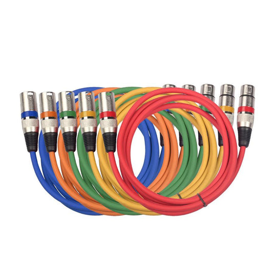 HKM-201363 Balanced XLR Male to Female Audio Cable in Multiple Colors and Lengths for Microphone Use