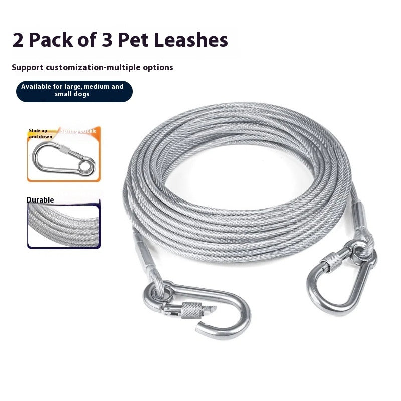 HKM-2015165 Durable Stainless Steel Wire Rope Dog Leash - Available in Multiple Lengths