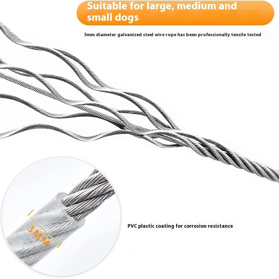 HKM-2015165 Durable Stainless Steel Wire Rope Dog Leash - Available in Multiple Lengths