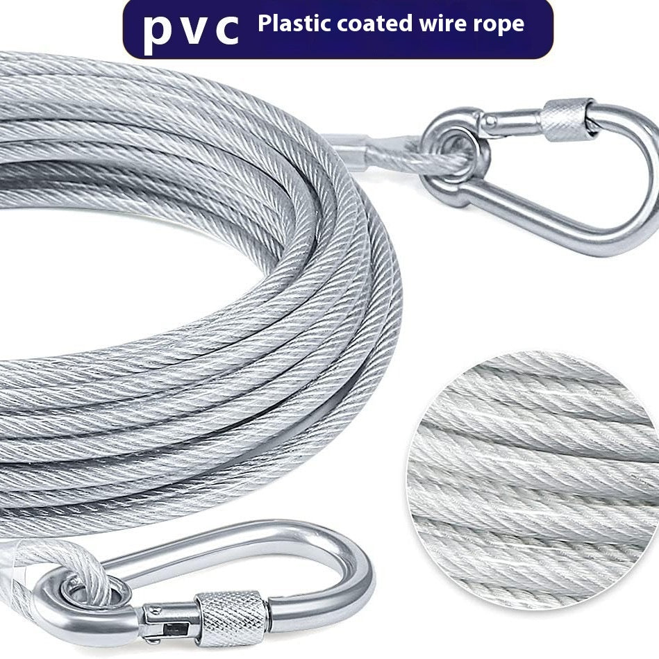 HKM-2015165 Durable Stainless Steel Wire Rope Dog Leash - Available in Multiple Lengths