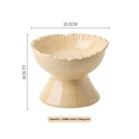 HKM-2015549 Large Ceramic Pet Bowl - Anti-Tumble Design in Pink, Beige, and Sky Blue for Cats