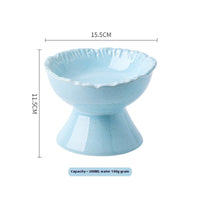 HKM-2015549 Large Ceramic Pet Bowl - Anti-Tumble Design in Pink, Beige, and Sky Blue for Cats