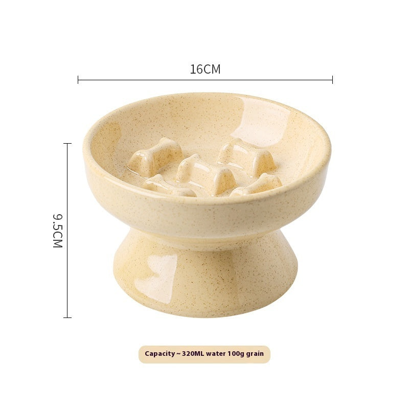 HKM-2015549 Large Ceramic Pet Bowl - Anti-Tumble Design in Pink, Beige, and Sky Blue for Cats