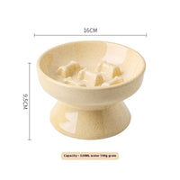 HKM-2015549 Large Ceramic Pet Bowl - Anti-Tumble Design in Pink, Beige, and Sky Blue for Cats