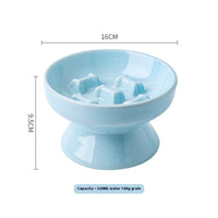HKM-2015549 Large Ceramic Pet Bowl - Anti-Tumble Design in Pink, Beige, and Sky Blue for Cats