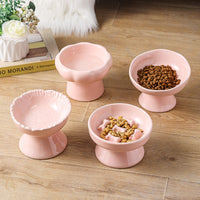 HKM-2015549 Large Ceramic Pet Bowl - Anti-Tumble Design in Pink, Beige, and Sky Blue for Cats