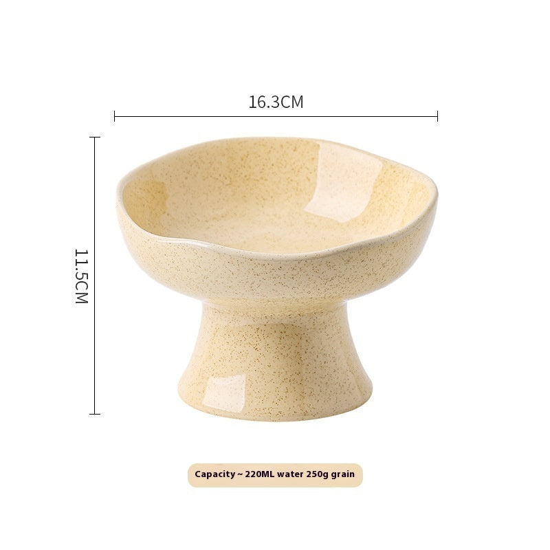 HKM-2015549 Large Ceramic Pet Bowl - Anti-Tumble Design in Pink, Beige, and Sky Blue for Cats