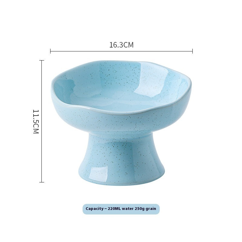 HKM-2015549 Large Ceramic Pet Bowl - Anti-Tumble Design in Pink, Beige, and Sky Blue for Cats