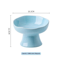 HKM-2015549 Large Ceramic Pet Bowl - Anti-Tumble Design in Pink, Beige, and Sky Blue for Cats