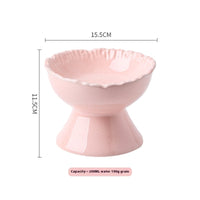 HKM-2015549 Large Ceramic Pet Bowl - Anti-Tumble Design in Pink, Beige, and Sky Blue for Cats